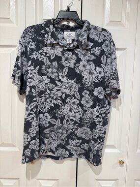 C&C California Black Polo with White Floral Print